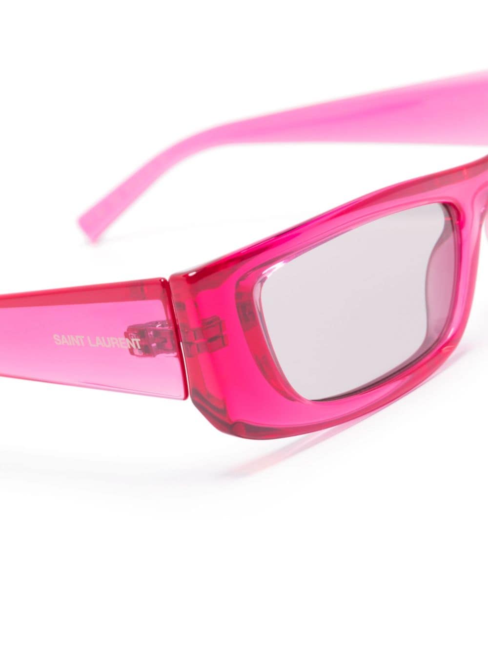 Shop Saint Laurent Rectangle-frame Sunglasses In Pink