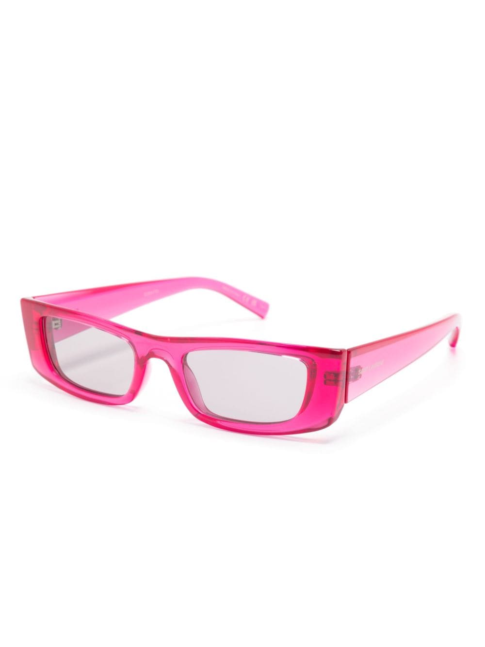 Shop Saint Laurent Rectangle-frame Sunglasses In Pink