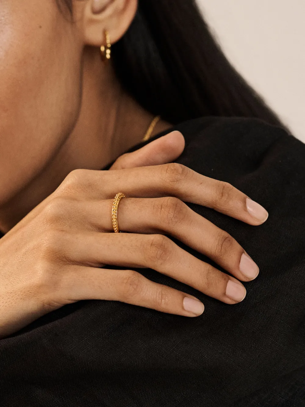 Monica Vinader Deia Bead-embellished Stacking Ring In Gold