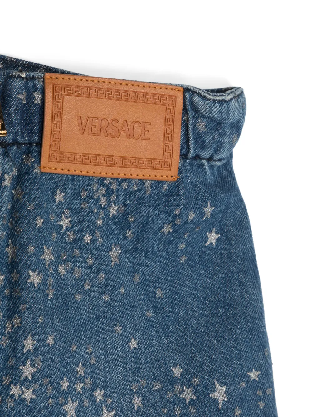 Star-Print Denim Miniskirt