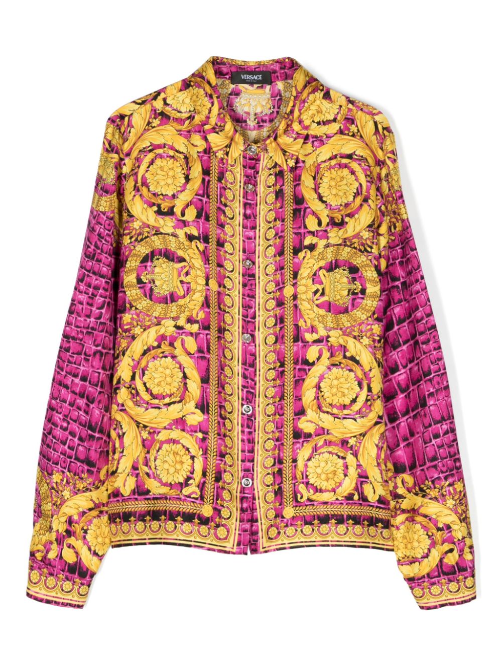 Versace Kids Barocco Kids print silk shirt - Pink