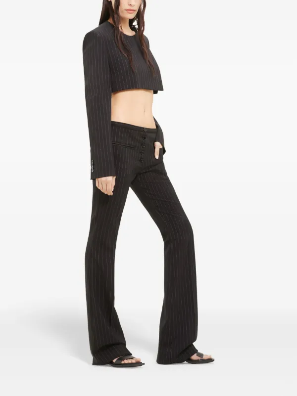 Courrèges Tailored Pinstripe Trousers | Black | FARFETCH