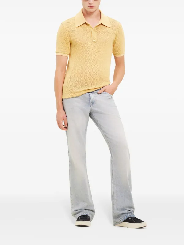 Courrèges logo-patch Polo Shirt | Yellow | FARFETCH