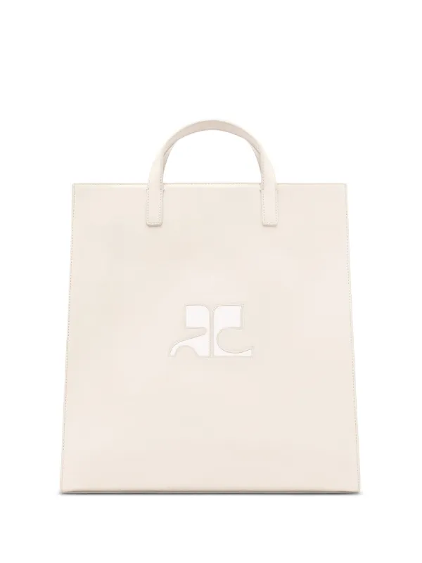 Courrèges Heritage Leather Tote Bag in Neutrals
