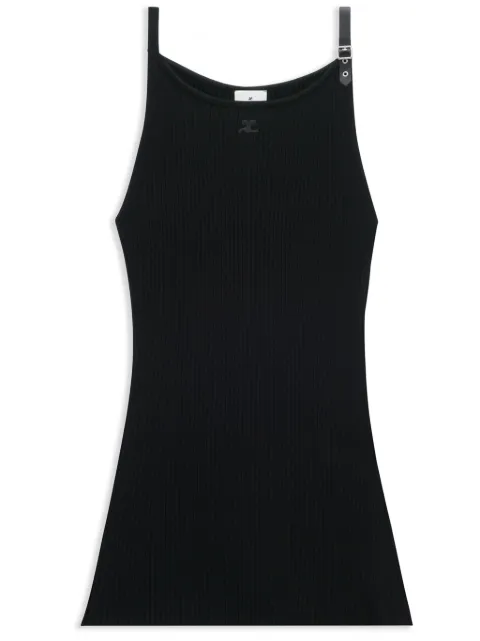 Courrèges logo-appliqué ribbed-knit minidress