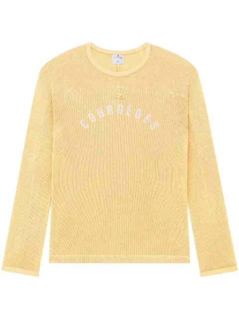 Courrèges playera de malla con logo estampado