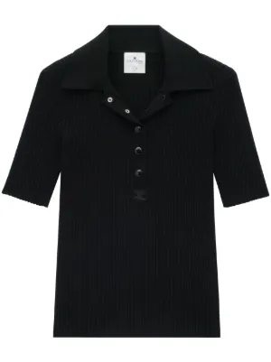 その他 Signature Polo - Courreges - Cotton - Black Courreges Piqué Cotton Polo Shirt - Black | Editorialist