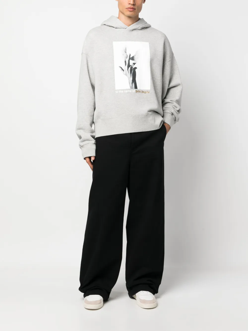 Palm Angels photograph-print cotton hoodie - Grijs
