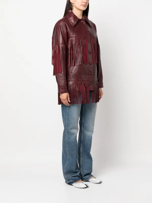 Sandro fringe outlet leather jacket