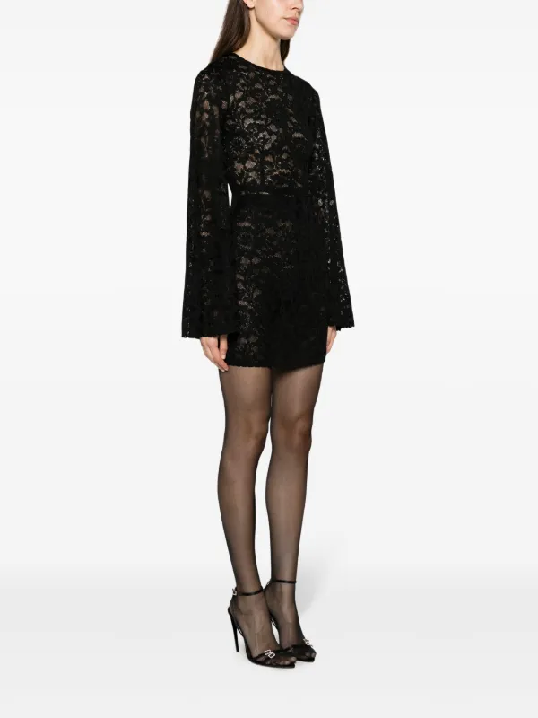 【送料&関税込】Dolce & Gabbana Black Stretch Lace Mini Dolce & Gabbana lace-appliqué Mini Dress | Black | FARFETCH
