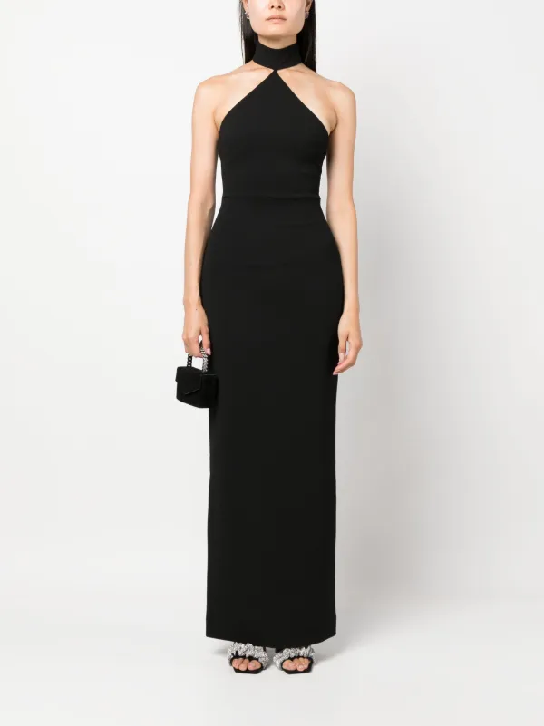 black halterneck maxi dress