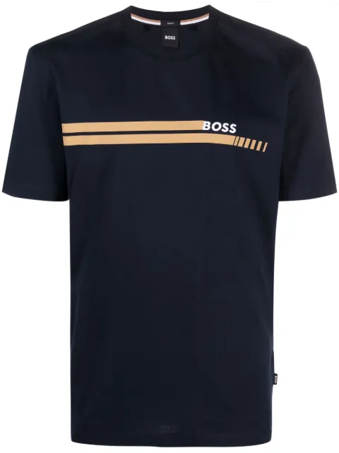 BOSS Camiseta de algodão com listras