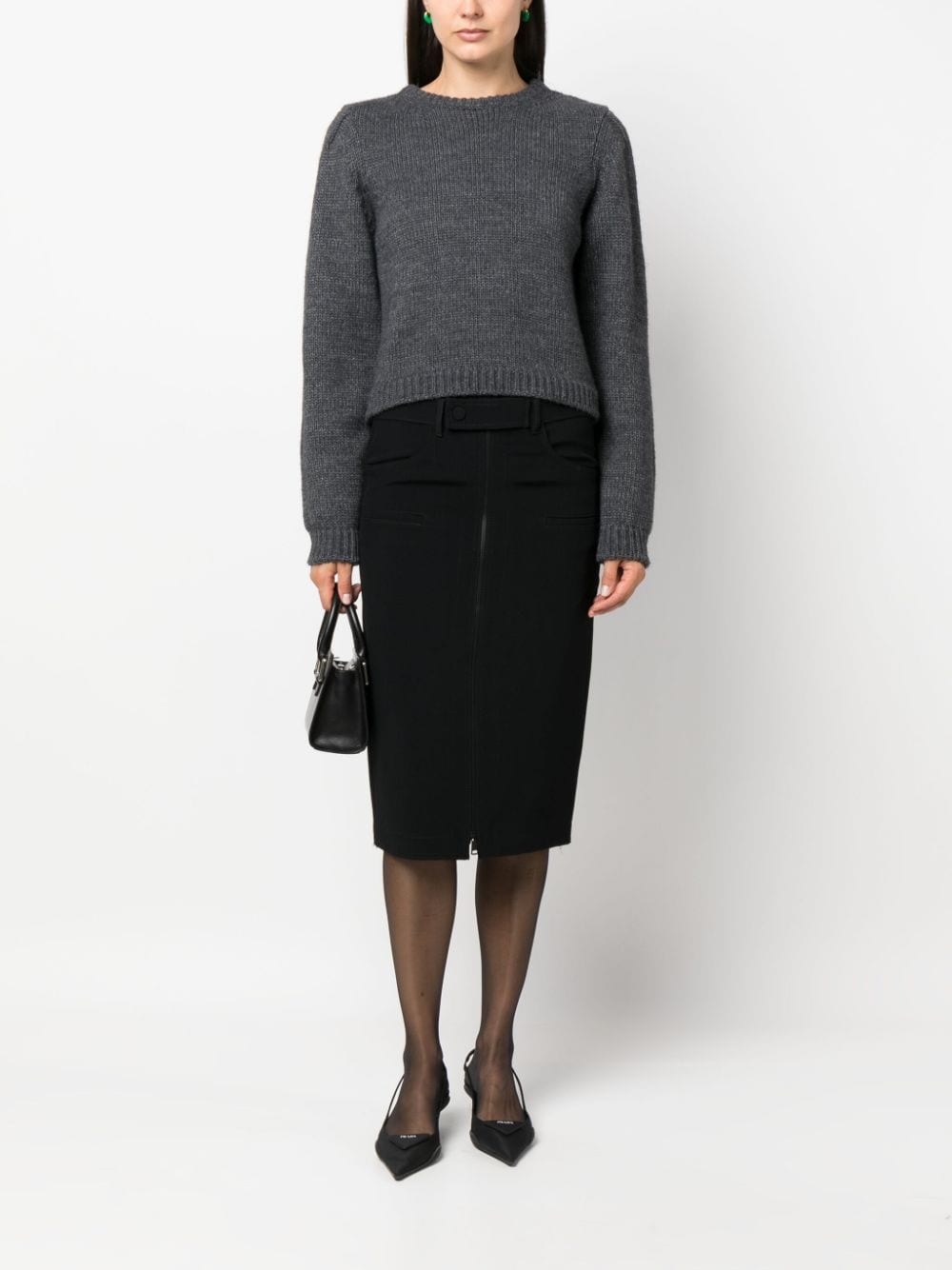 Nº21 mid-rise zip-up midi skirt - Zwart