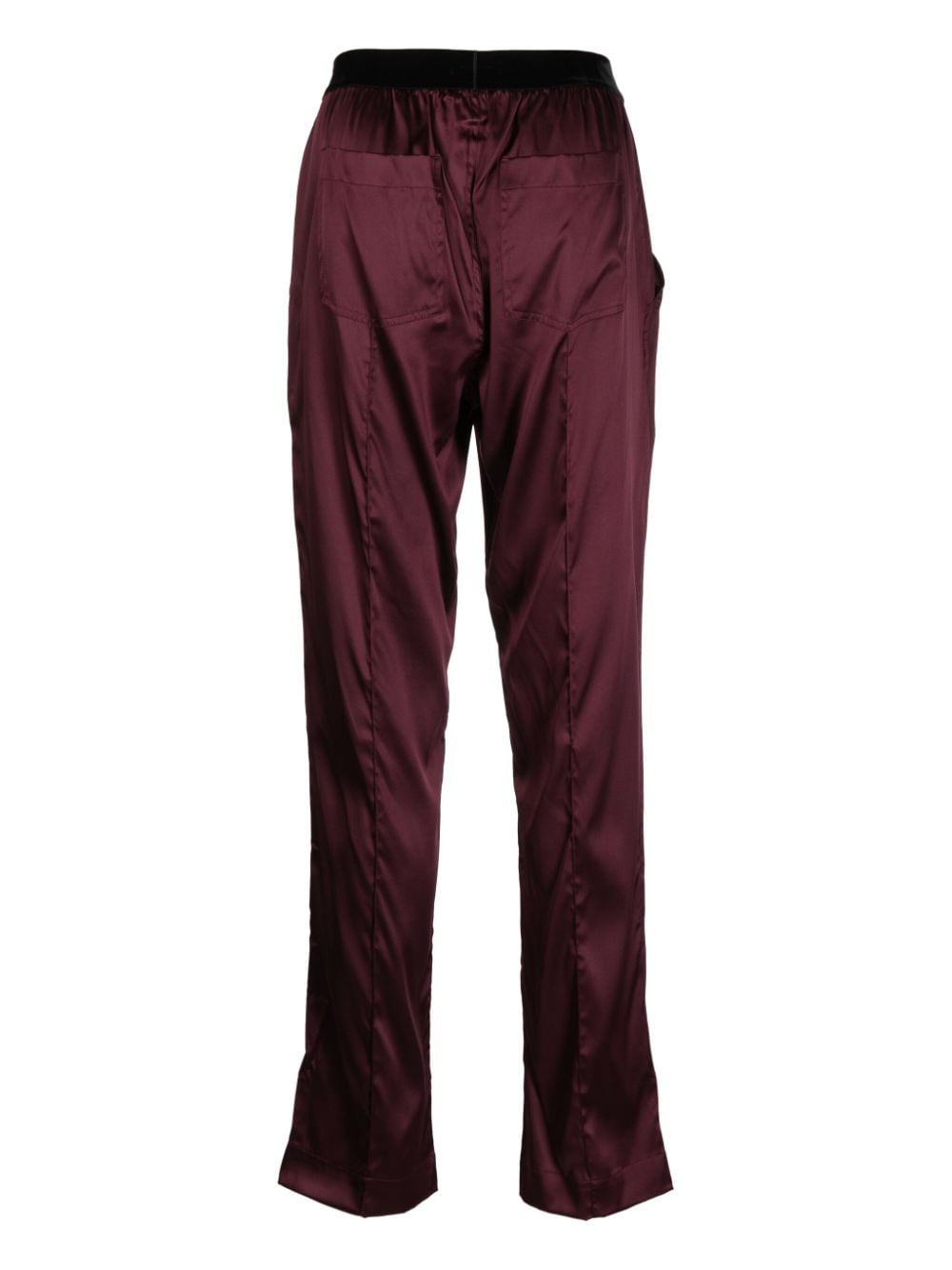 Shop Tom Ford Logo-waistband Satin-finish Trousers In Red