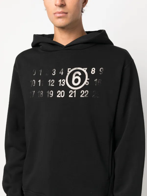 MM6 Maison Margiela numbers-motif Cotton Hoodie - Farfetch