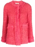 Charlott round-neck frayed tweed jacket - Pink