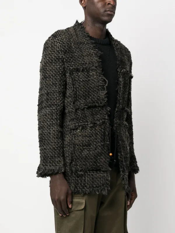 Magliano Fragment tie-fastening Tweed Jacket - Farfetch