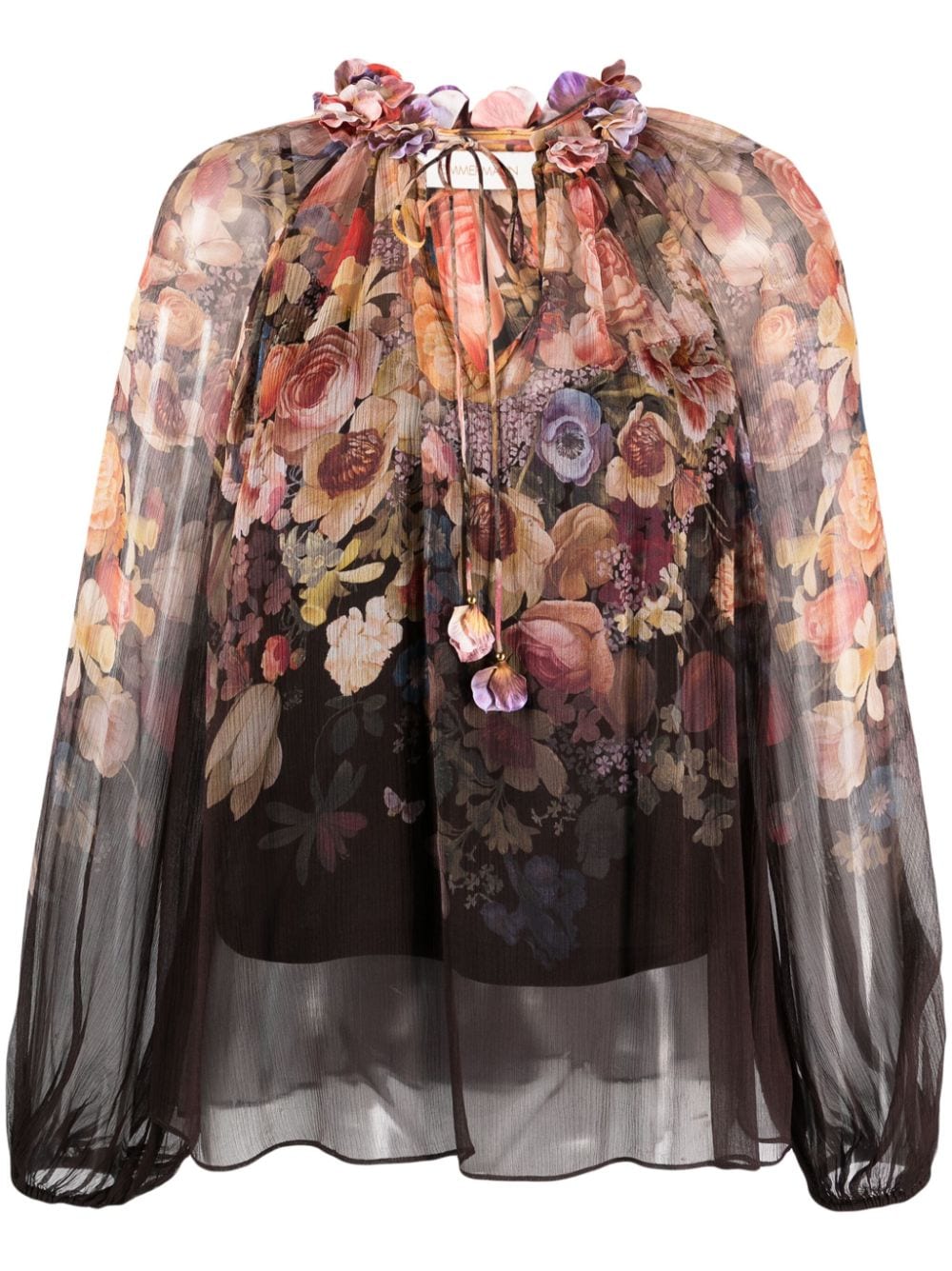 ZIMMERMANN gathered-neck floral-print Blouse - Farfetch