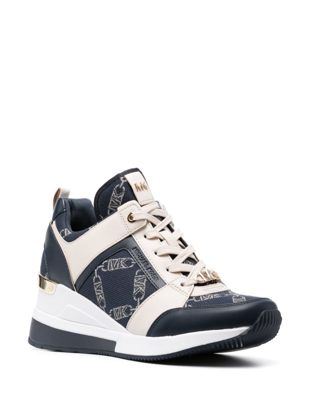 Image 2 of Michael Kors lace-up leather-trim sneakers