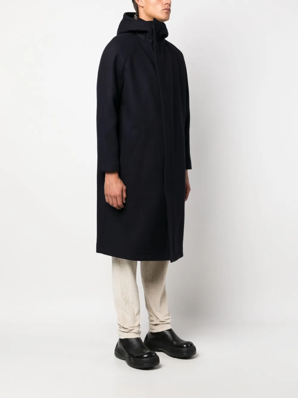 Emporio Armani ファンネルネック ウールブレンド コート - Farfetch