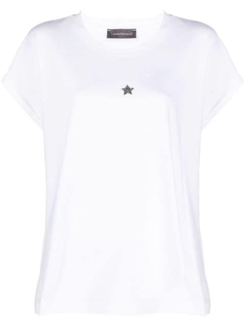 Lorena Antoniazzi T-shirt med krystaludsmykninger