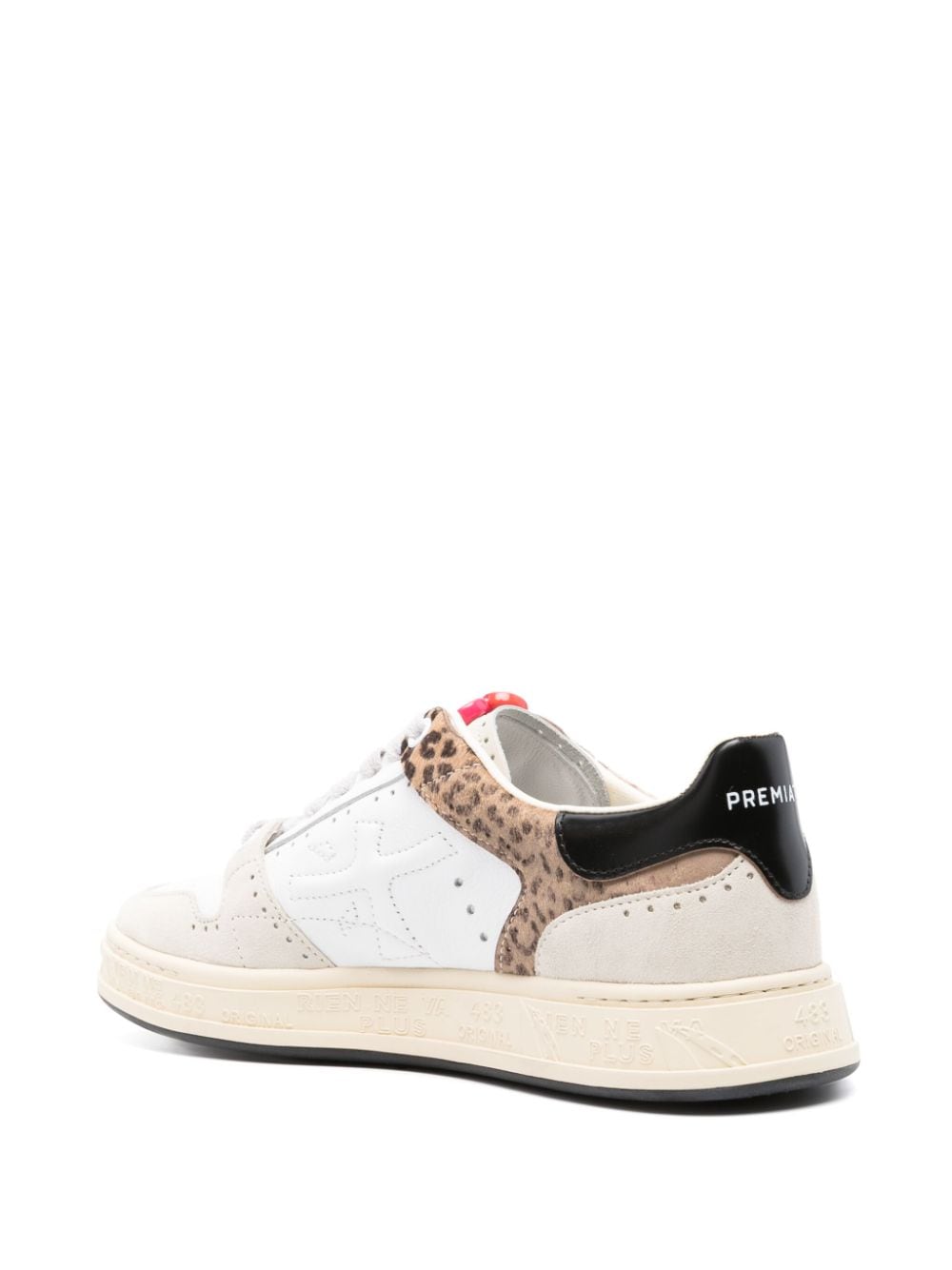 Shop Premiata Quinn Cheetah-print Leather Sneakers In White