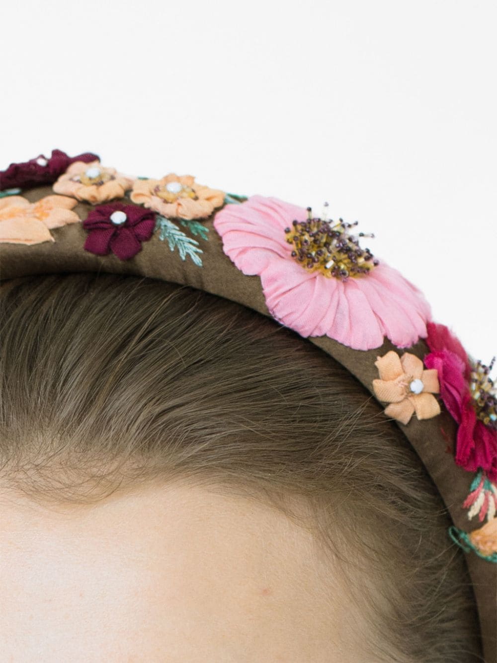Jennifer Behr Haarband met bloemenpatch Bruin