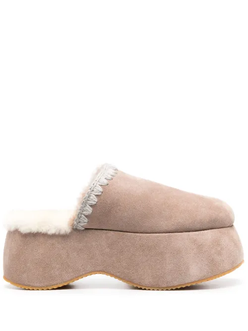 Mules en daim à plateforme 70 mm - Mou - Modalova