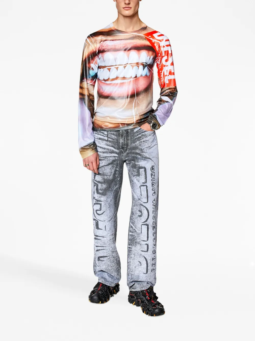 Diesel 2010 D-Macs jeans met logoprint - Grijs
