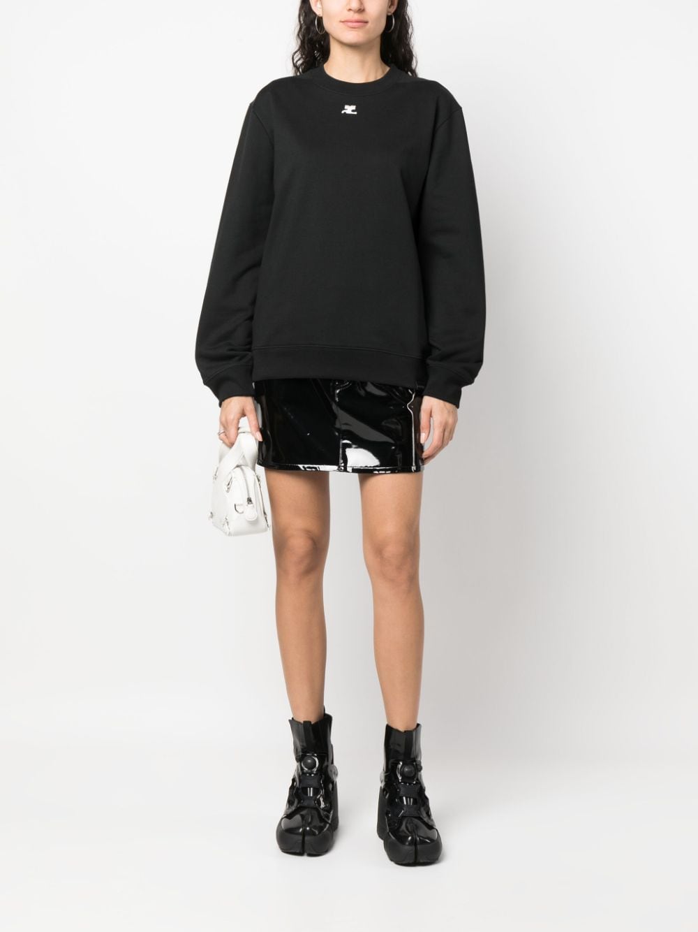 Courrèges Sweater met logopatch - Zwart