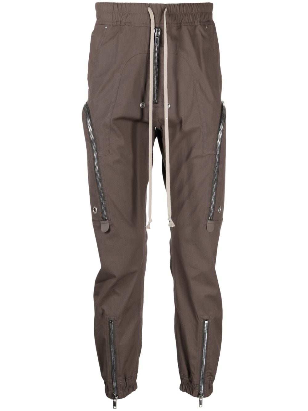 Rick Owens Zip-pockets Tapered-leg Trousers In Braun