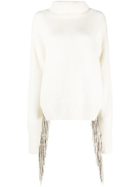 Wild Cashmere fringed roll neck jumper