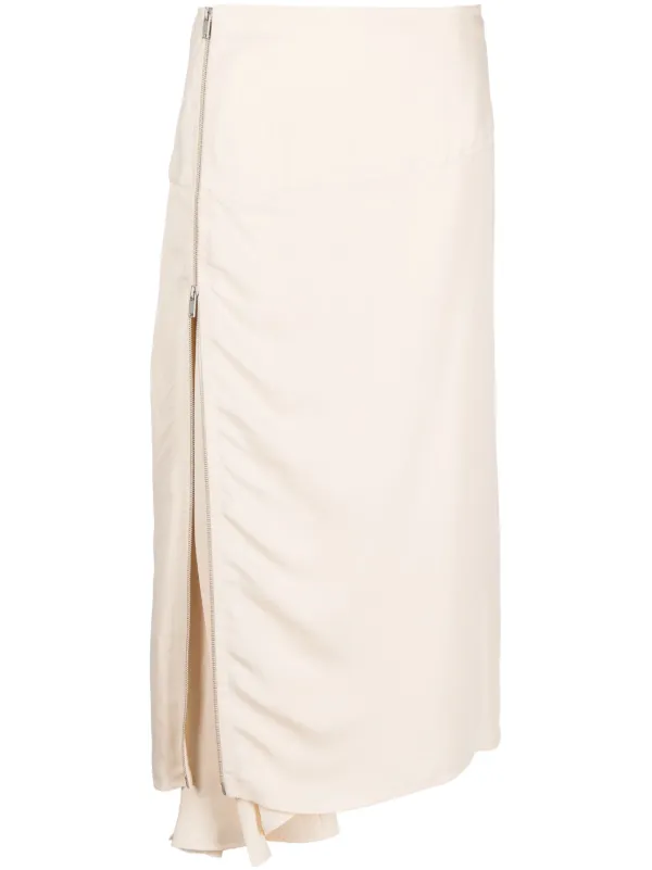 White zip 2024 midi skirt