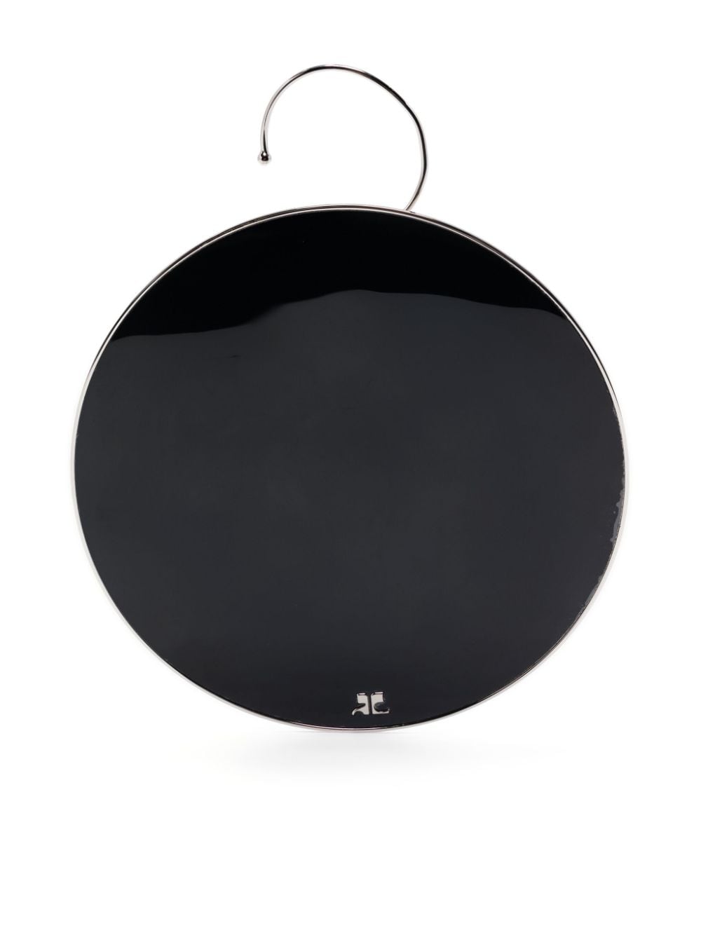 Courrèges Logo-embossed Circular Earring In Black