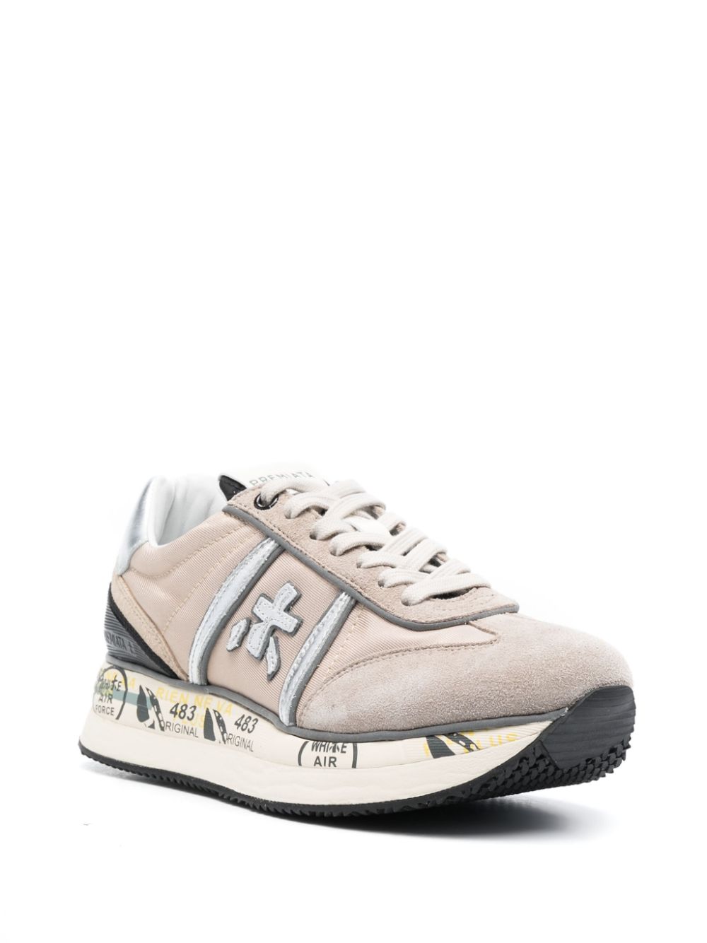 Shop Premiata Conny Leather Sneakers In Neutrals