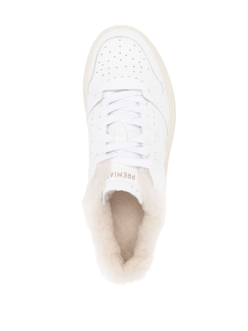 Shop Premiata Quinnd Shearling-lining Leather Sneakers In White