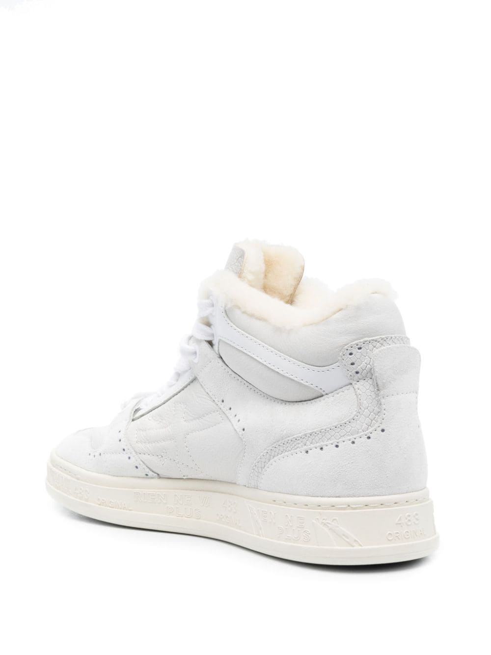 Shop Premiata Mid-quinn Leather Sneakers In White