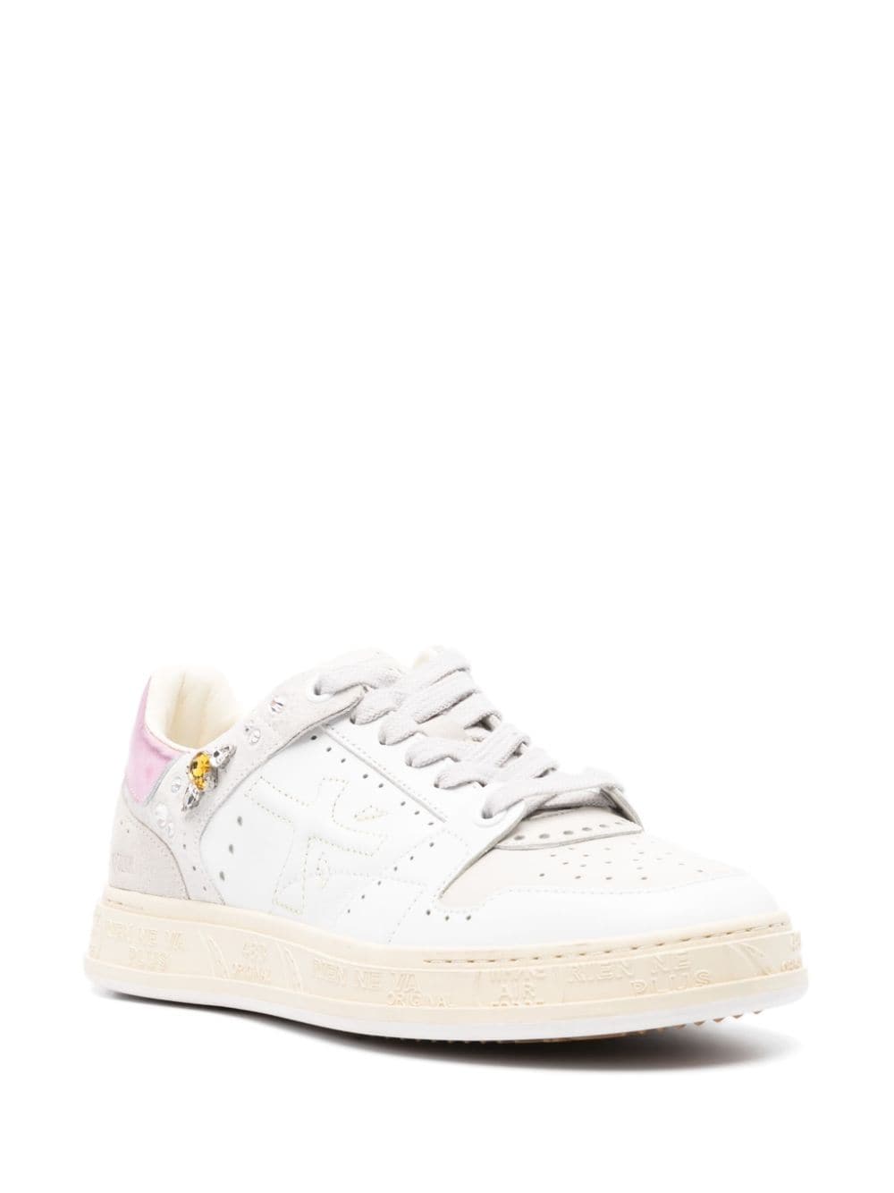 Shop Premiata Quinn Perforated Leather Sneakers In White