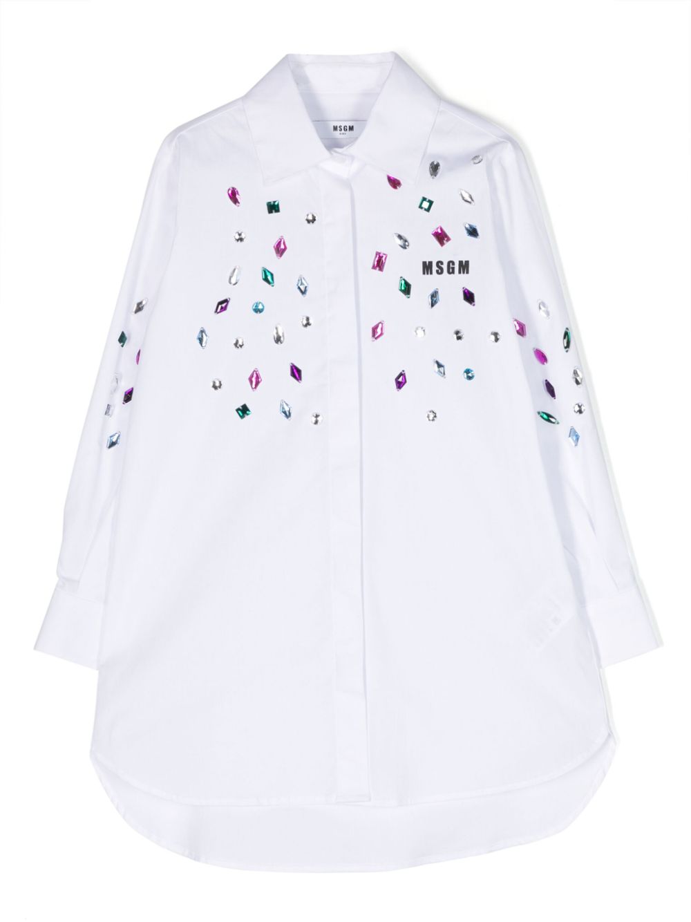 MSGM Kids logo-print crystal-embellished shirt - White