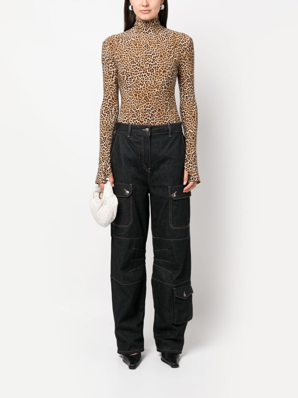 Norma Kamali leopard-print high-neck T-shirt - Zwart