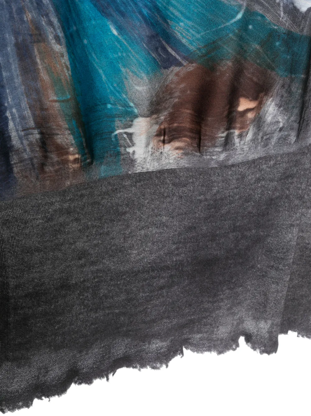 Avant Toi painterly-print panelled cashmere-silk scarf - Grijs