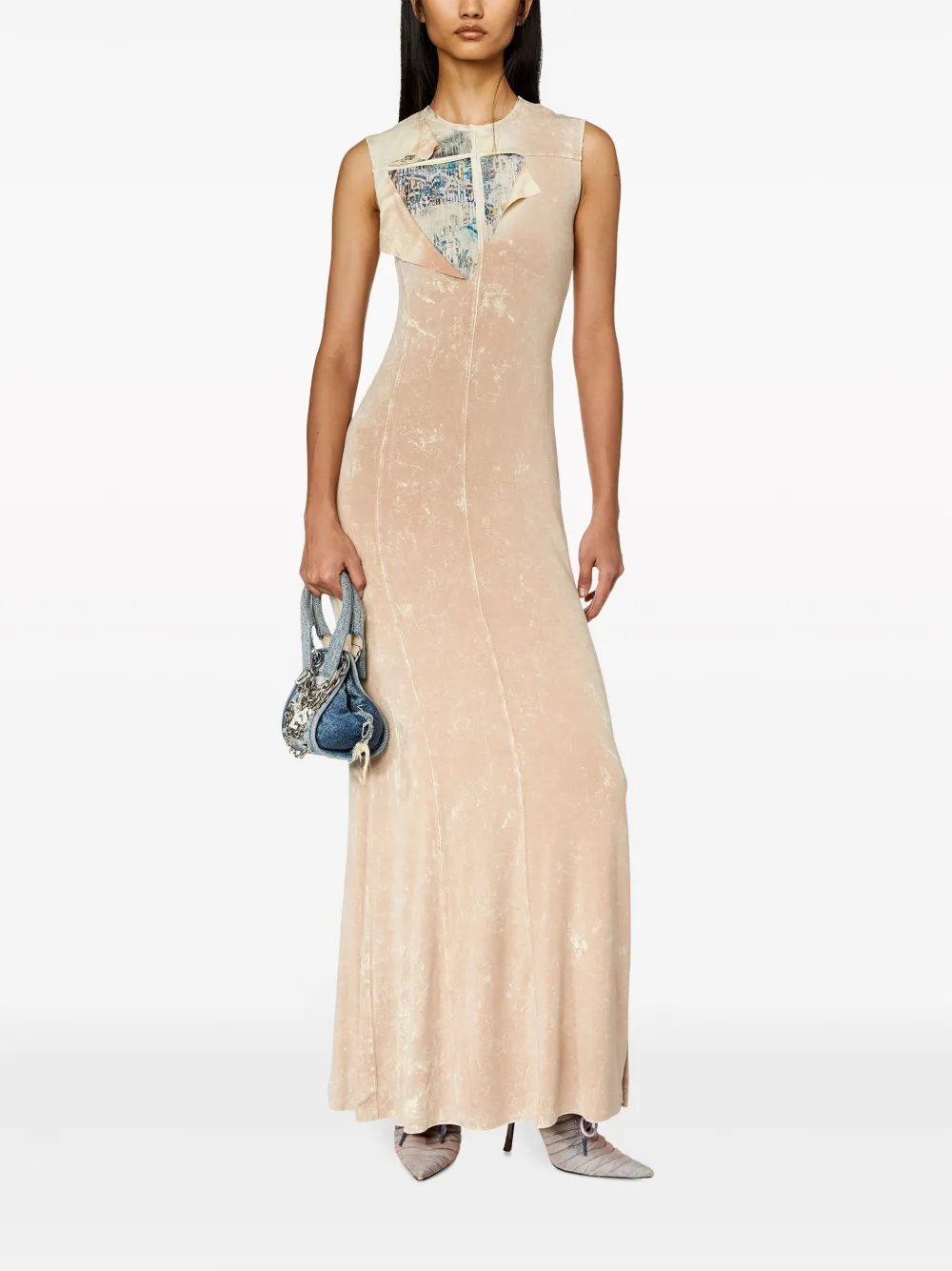 Diesel D-Treaty distressed-effect maxi dress - Beige