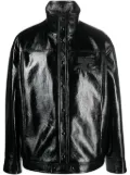 Courrèges logo-patch faux-leather jacket - Black