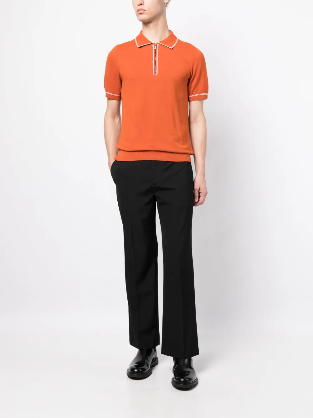 BOSS Poloshirt van katoenmix - Oranje