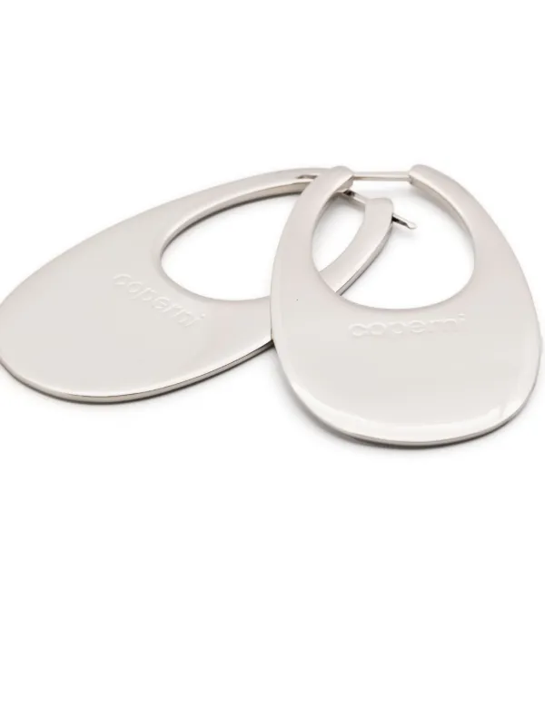【関税&送料込】Coperni Large Silver Swipe Earrings Coperni Large Swipe logo-debossed Earrings | Silver