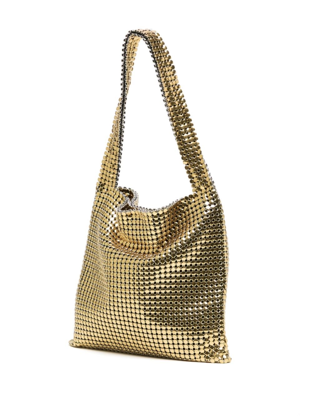 Shop Rabanne Pixel Metallic-finish Shoulder Bag In Gold