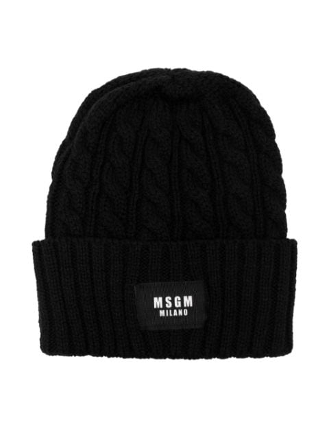 MSGM Kids gorro en tejido de ochos con parche del logo