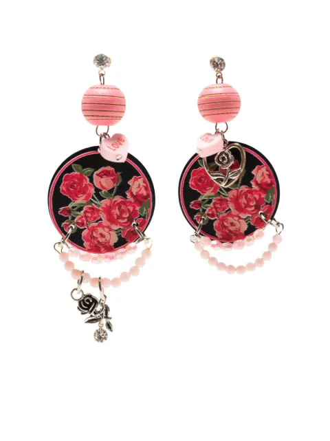 Amir Slama floral-print pearl-detail earrings
