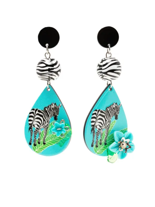 Zebra-print drop earrings - Amir Slama Bijoux - Modalova