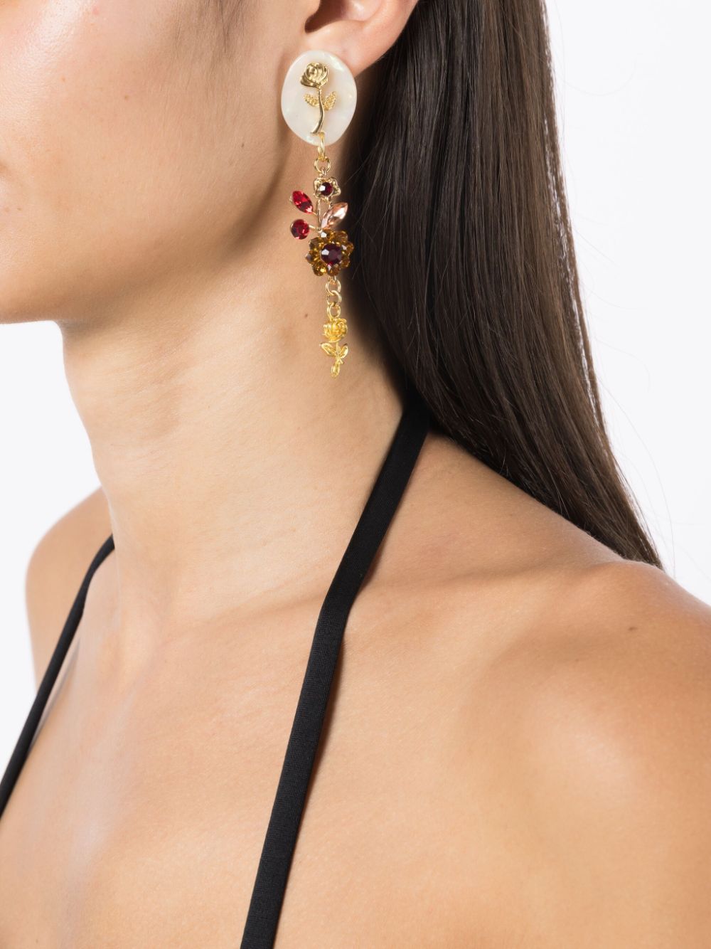 Shop Amir Slama Floral Crystal-embellished Earrings In Gold